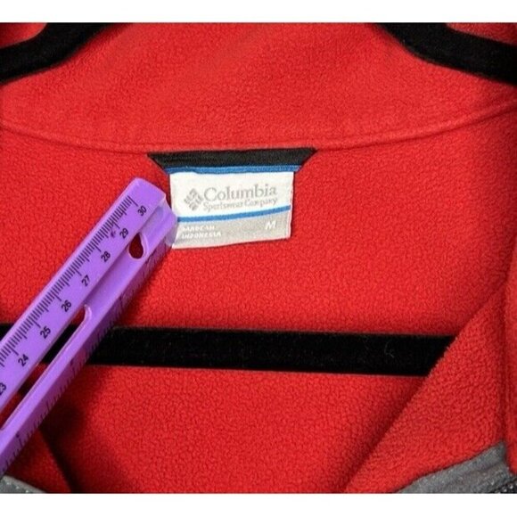 Columbia Men Nordic Trekker Fleece Jacket Wind Proof Red Gray Size Medium - Picture 3 of 11